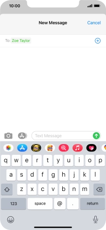 Press the text input field and write the text for your text message.