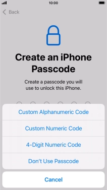 Follow the instructions on the screen to turn on use of phone lock code or press Don't Use Passcode.