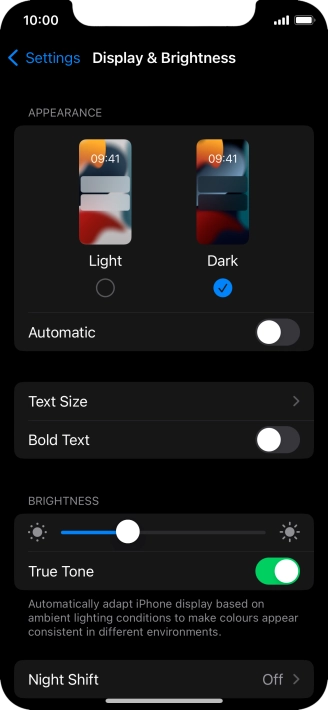 Press the indicator next to 