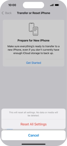 Press Reset All Settings. Press Reset All Settings.