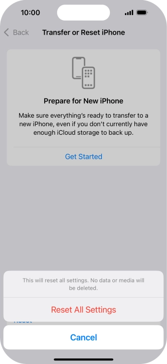 Press Reset All Settings. Press Reset All Settings.
