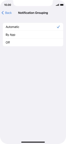 Press the required setting.
