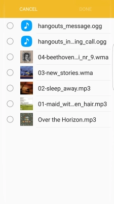 Press the required audio file.