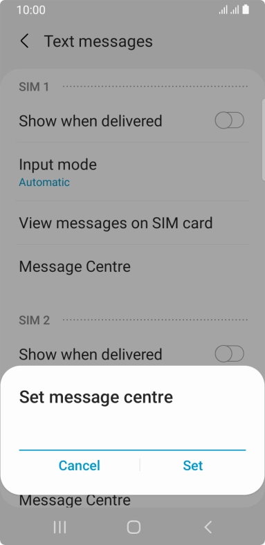 Key in +35387699989 and press Set.