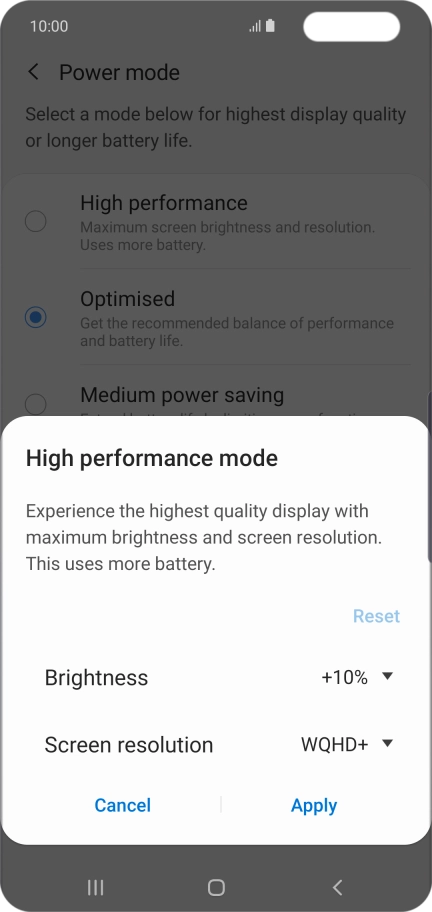 Press Apply to turn on the function.