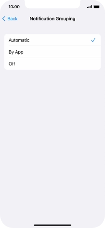 Press the required setting.