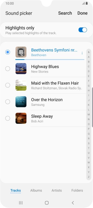 Once you've found a ring tone you like, press Done.