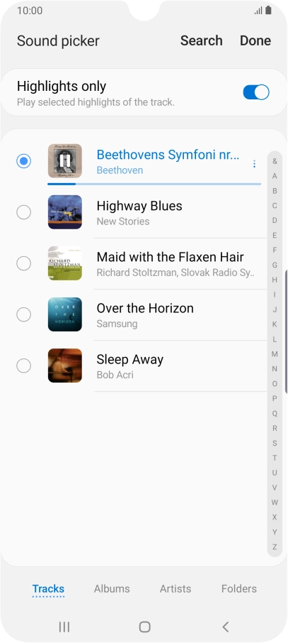 Once you've found a ring tone you like, press Done.
