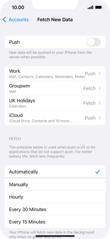 If you turn off the function, press the required setting.