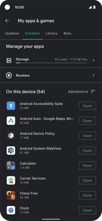 Press the required app.
