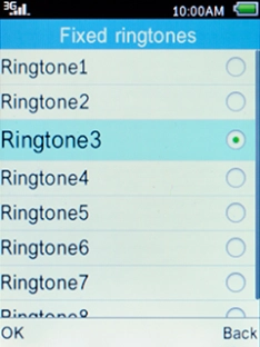 Select the required ring tones to hear them.