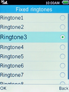Select the required ring tones to hear them.