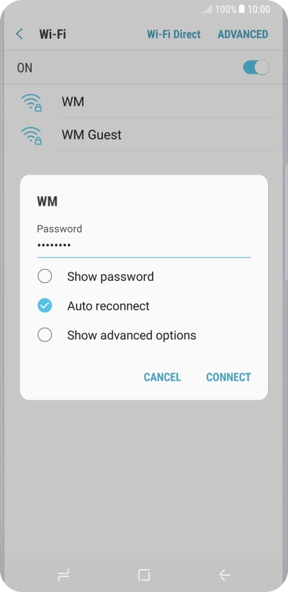 Key in the password for the Wi-Fi network and press CONNECT.