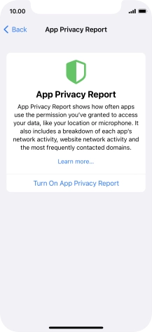 Press Turn On App Privacy Report to turn on the function.