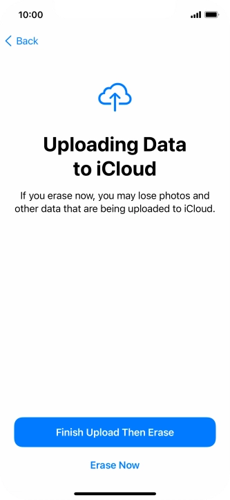 Press the required setting.