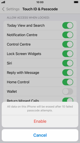 If you turn on the function, press Enable.