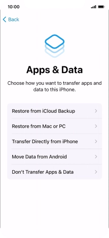 Press Don't Transfer Apps & Data and follow the instructions on the screen to finish the activation.