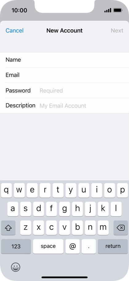 Press Password and key in the password for your email account.