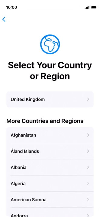 Press the required country or area.