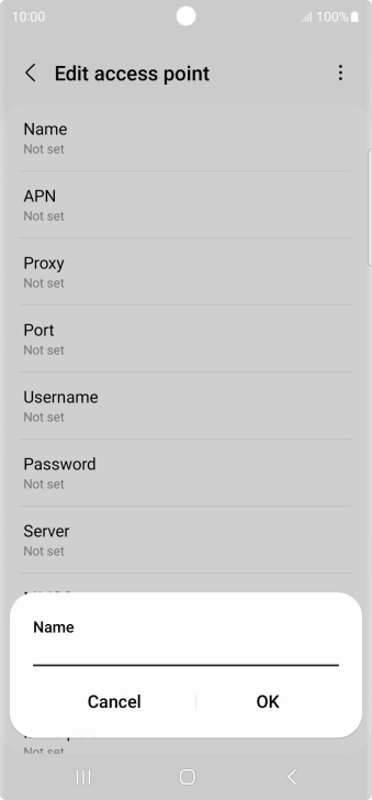 Key in Vodafone Internet and press OK.