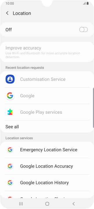 Press the indicator to turn the function on or off.