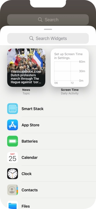 Press the required widget.