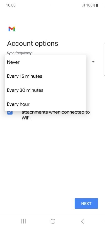 Press the required setting.
