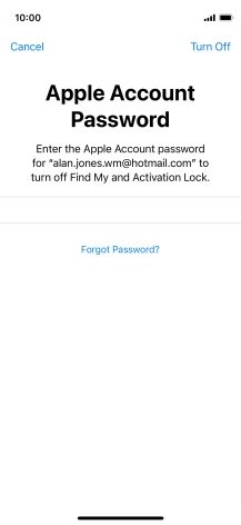 Key in the password for your Apple ID and press Turn Off. Wait a moment while the factory default settings are restored. Follow the instructions on the screen to set up your phone and prepare it for use.