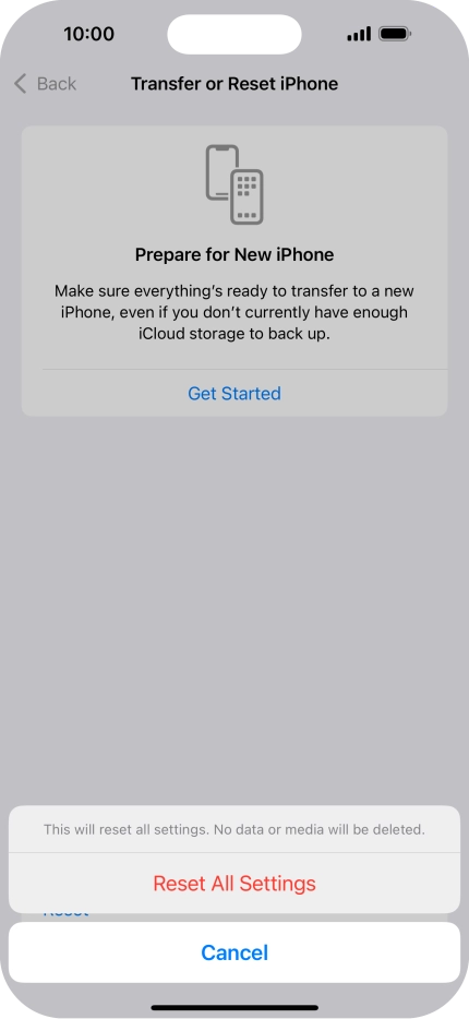 Press Reset All Settings.