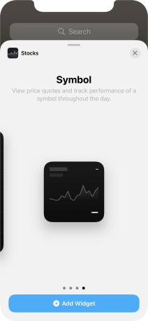 Slide your finger right or left on the screen to select the required widget size.