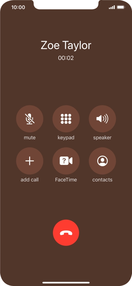 Press the end call icon to end the call. Press the end call icon to end the call.