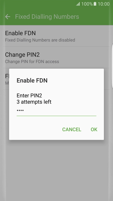 Key in your PIN2 and press OK. Key in your PIN2 and press OK.