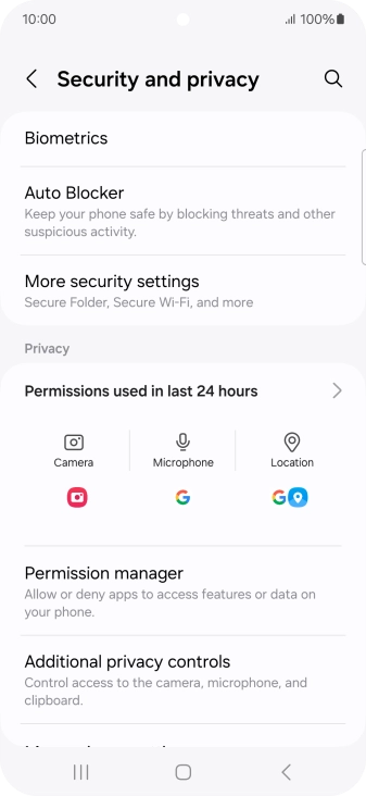 Press More security settings.