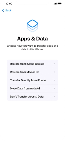Press Don't Transfer Apps & Data and follow the instructions on the screen to finish the activation.