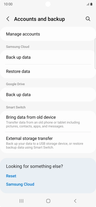 Press Manage accounts. Press Manage accounts.