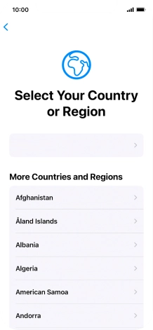 Press the required country or area.