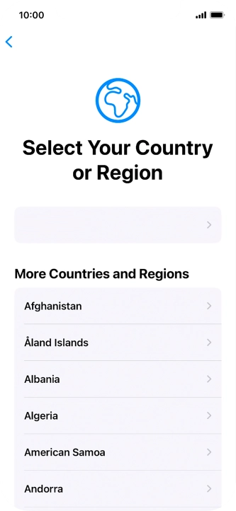 Press the required country or area.