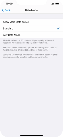 Press the required setting. Press the required setting.