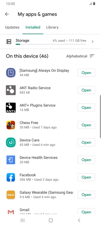 Press the required app.
