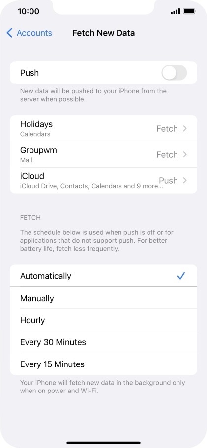 If you turn off the function, press the required setting.