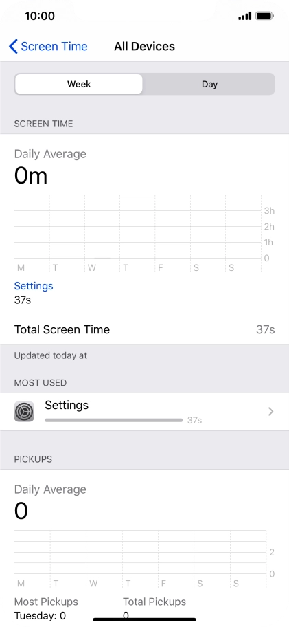 The use for the past week is displayed next to Total Screen Time.