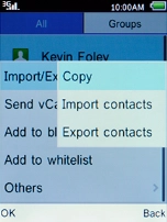 Select Copy and press the Left selection key.