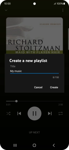 Key in a name for the playlist and press Create.