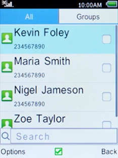 Select the required contact and press the Navigation key.
