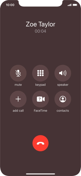Press the end call icon to end the call. Press the end call icon to end the call.