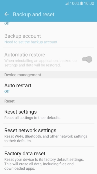 Press Factory data reset.