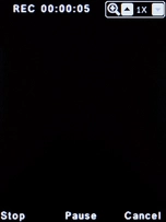 Press the Left selection key to stop recording.