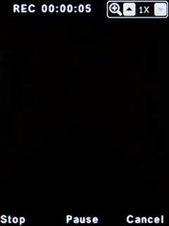 Press the Left selection key to stop recording.