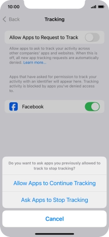 If you turn off the function, press the required setting.