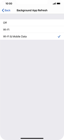 To turn off background refresh of apps, press Off.